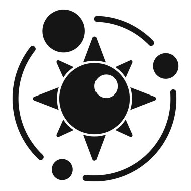 Güneş sistemi için Güneş 'in yörüngesinde dönen gezegenler için siyah sembol