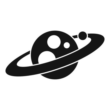 Bir yıldızın yörüngesinde halkaları olan, evrenin enginliğini ve gizemini temsil eden basit bir gezegenin simgesi.