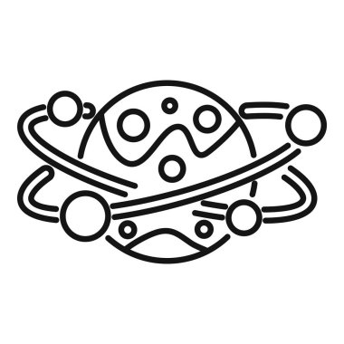 Yörüngesinde gezegenler olan bir çizgi film gezegeninin basit çizim ikonu çizimi