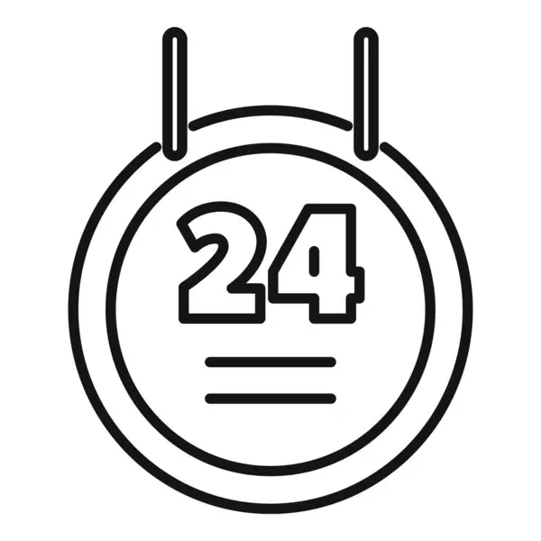 stock vector Simple black and white icon of a sign indicating 247 opening hours