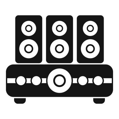 Ev sinema ses sisteminin yüksek sesli müzik çalan siyah beyaz simgesi