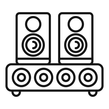 Alt hoparlörde iki hoparlör olan bir ses sisteminin çizgi resim simgesi