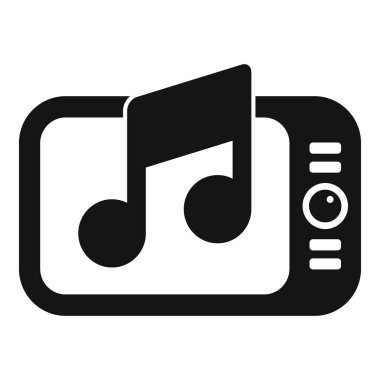 Bir şarkı çalan akıllı telefonu temsil eden siyah simge simgesi, bir müzik akışı servisini veya bir multimedya uygulamasını sembolize ediyor