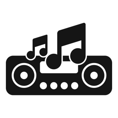 Müzik çalan müzik kutusunun siyah silueti.