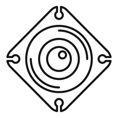 Güvenlik kamerasını temsil eden basit bir çizgi simgesi, gözetim ve güvenlik gibi kavramlar için ideal