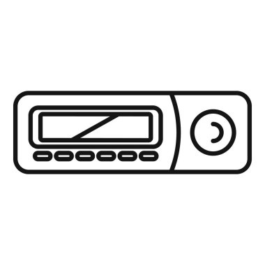 Araba radyosu müzik çalıyor ve dijital ekranında bilgi gösteriyor