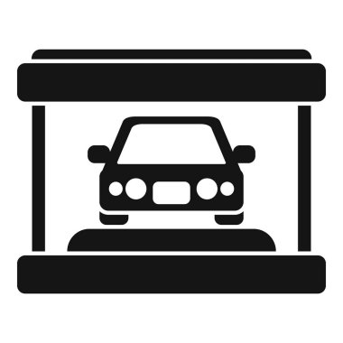 Kapalı otoparkın altına park edilmiş bir araba için siyah simge, web ve mobil uygulamalar için mükemmel.