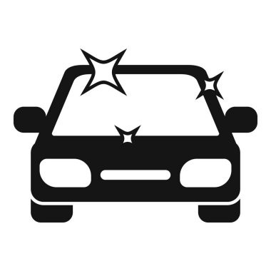 Araba yıkamada yıkandıktan sonra parlayan bir arabanın siyah beyaz simgesi.