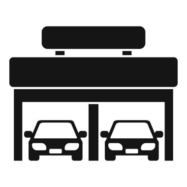 İçinde iki araba olan otopark, şehir altyapısını ve ulaşımı temsil ediyor.