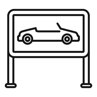 Line icon of a parking sign showing a convertible car silhouette clipart