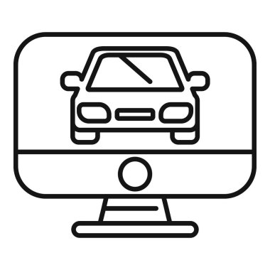 Bir bayilik sitesinde çevrimiçi satın almak için bir araba gösteren bilgisayar ekranı