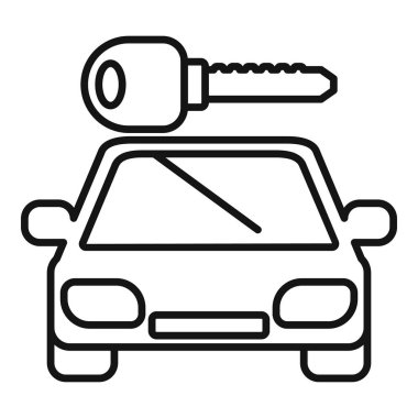 Aracın kilidini açan, araba sahibi olmayı, taşımayı ve otomotiv endüstrisini temsil eden bir arabanın çizgisi.