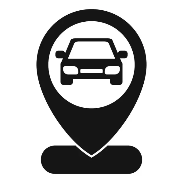 stock vector Simple black icon of a car inside a map pin, representing a vehicles location