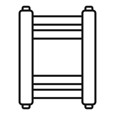 Modern bir elektrikli ısıtıcıyı temsil eden basit çizgi simgesi, ev ısıtma, enerji verimliliği veya iç tasarım kavramlarını tasvir etmek için idealdir.