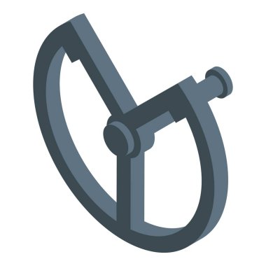 Bu izometrik illüstrasyon, mühendislik ve mekanik prensiplerini vurgulayan, tekerlek ve manivela sistemli mekanik bir cihaz içerir.