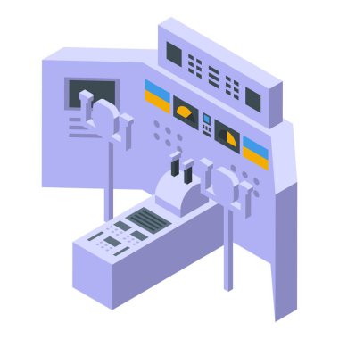 Kontrol paneli birçok düğmesi, ekranı ve kolu olan uçuş güvertesini gösteriyor