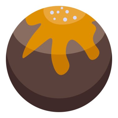 Yuvarlak çikolata şekeri erimiş çikolata sosuyla kaplıdır ve şeker toplarıyla süslenir.