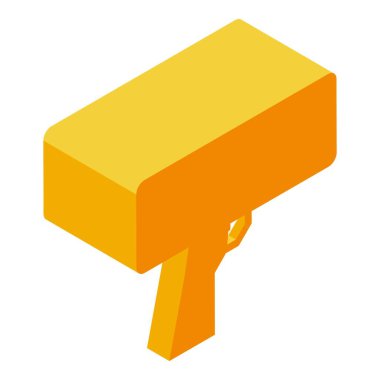 Para tabancası para vuruyor, izometrik simge çizimi