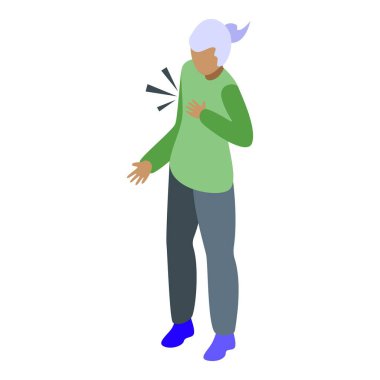 Yaşlı kadın göğsünü tutuyor, ani ve yoğun bir kalp ağrısı yaşıyor.