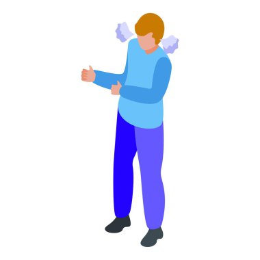 Genç ofis çalışanı, stresi ve hayal kırıklığını simgeleyen buruşuk kağıtlarla bunalmış hissediyor.