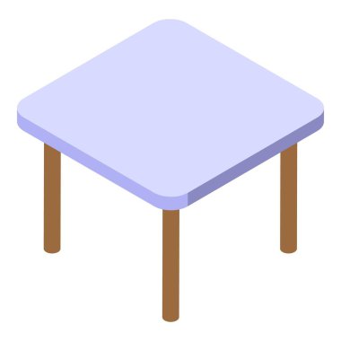 Dört ayak üzerinde duran kare tablo izometrik simge beyaz arkaplanda izole edilmiştir