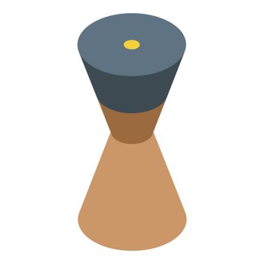 Konik modern masa lambası karanlık oda izometrik ikon illüstrasyonuna ışık saçıyor