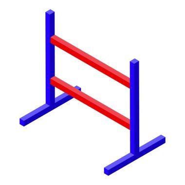 Binicilik sporu eğitimi için mavi atlama engelinin Isometric simgesi