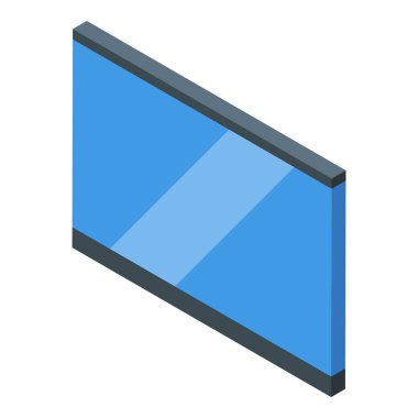 Mavi ekran, izometrik görünüm gösteren modern akıllı televizyon