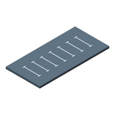 Kullanılabilir park alanlarını gösteren yol işaretli park alanı beyaz arkaplanda izometrik görünüm