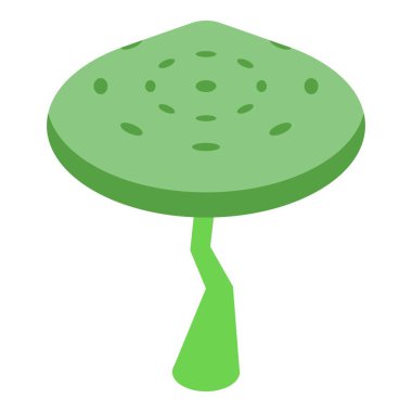 İzometrik görüntüde kısa gövdeli yeşil ağaç büyüyor