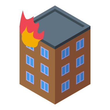 Çatıdan çıkan alevler eşölçülü manzaralı yanan daire