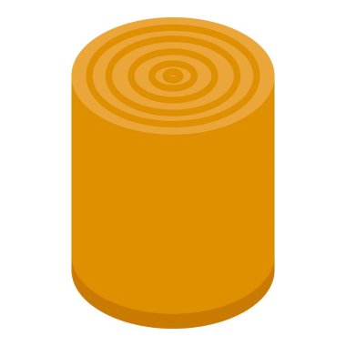 Üst görünümde eşmerkezli daireler gösteren sarı silindir, beyaz arkaplanda izole edilmiş.