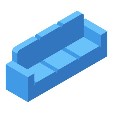 Mavi rahat kanepe, oda iç tasarımı için izometrik mobilya ögesi