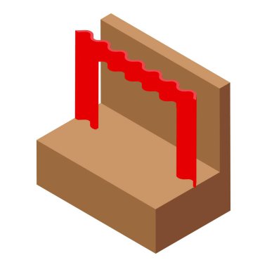 Herhangi bir tasarım amacı için izometrik görünümde tahta kesen testere makinesi
