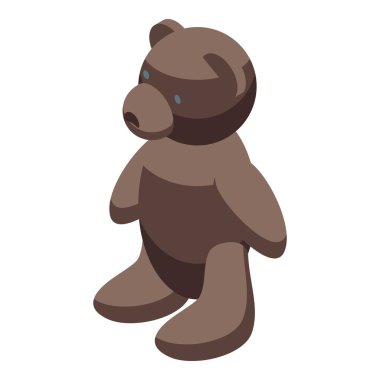 Ayakta duran kahverengi ayıcık, çocukluk, oyuncaklar ve oyuncaklarla ilgili projeler için mükemmel.