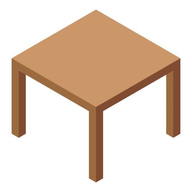 Dört ayaklı, beyaz arka planda izole, basit kare ahşap bir masa.