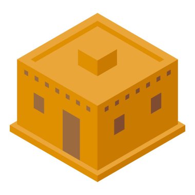 Düz çatılı basit kil ev binası Afrika köylerinin mimari geleneklerini temsil ediyor.