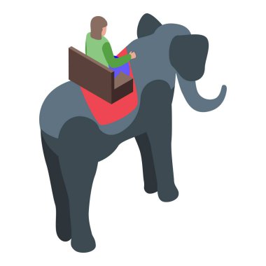 Tourist is enjoying a ride on an elephant in a safari park clipart