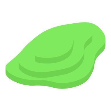 Eğitim için üç seviyeli yeşil golf sahası izometrik görünümde gösterilmektedir