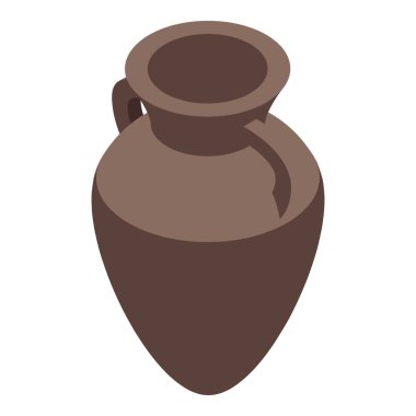Eski zamanlardan kalma, beyaz arka planda izole, basit kahverengi kil vazo.