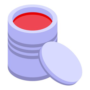 Açık teneke kutu canlı kırmızı boyayla dolu, yaratıcı bir proje için hazır.