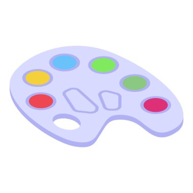 Renkli boyalar tutan sanatçı paleti bu izometrik ikonda resmedilmiştir