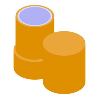 Açılmış karton tüp paketleme modeli beyaz arkaplan üzerinde duruyor, izometrik görünüm