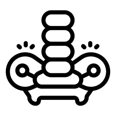 Simple line icon representing a human spine with a red spot indicating pain clipart