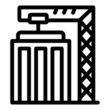 İnşaat asansörü inşaat alanındaki inşaat malzemelerini kaldırıyor.