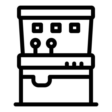 Oyun oynamak için ekran ve joystickli atari makinesi