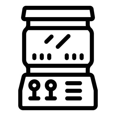 Oyun makinesinin joystickli ve ekranlı çizgi resim simgesi