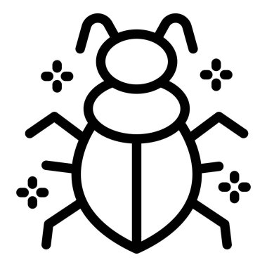 Dezenfeksiyon ya da haşere kontrolünü temsil eden stilize yıldızlarla çevrili basit bir hata çizimi