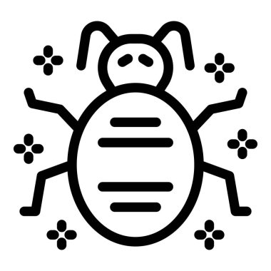 Sırtında küçük kar taneleriyle çevrili bir deseni olan bir böceğin basit çizgi çizimi.