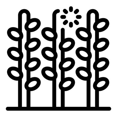 Zekice yetiştirilmiş tarım teknolojisinin etkisinde büyüyen ekinlerle dolu bir tarlayı tasvir eden simge